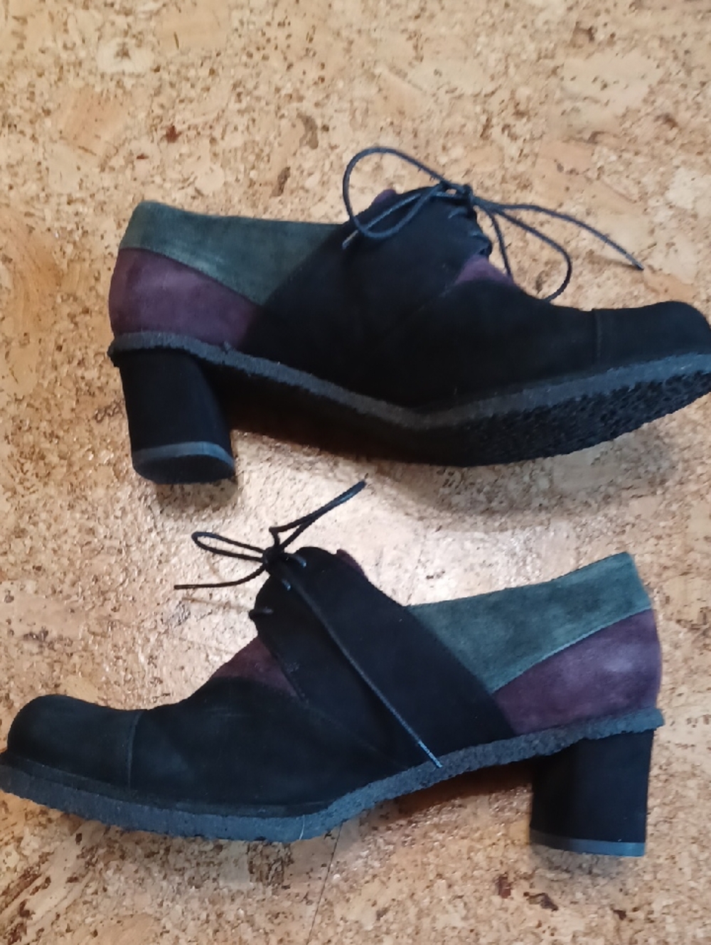 Audley London Black/Plum/Grey Suede Lace Up Spectator Pumps Size 8